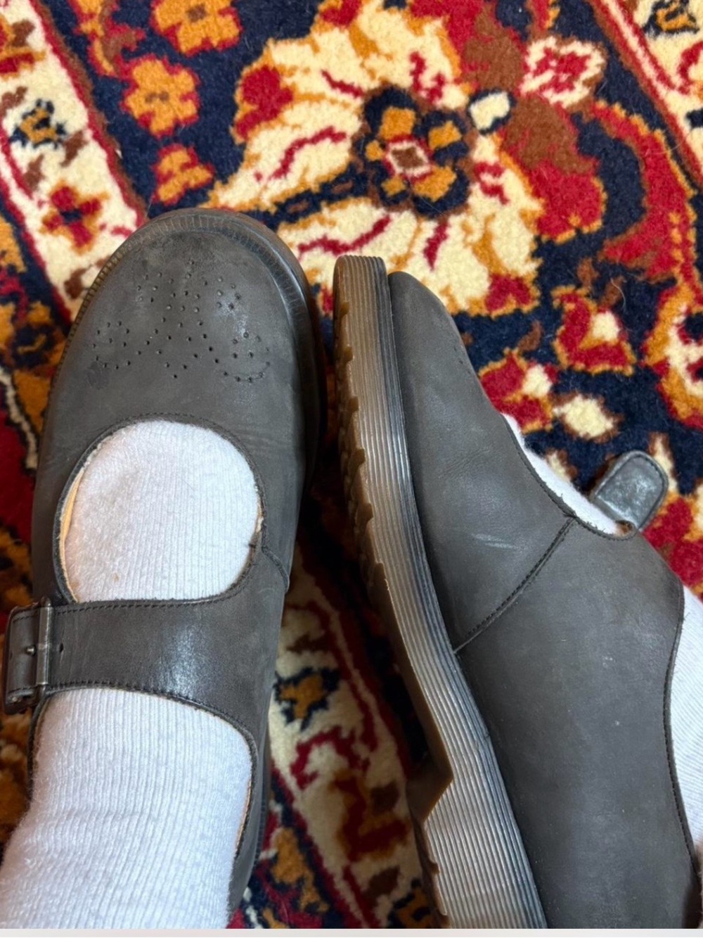Dr. Martens Women's Gray Mary Jane Leather Shoes - Picture 7 of 8